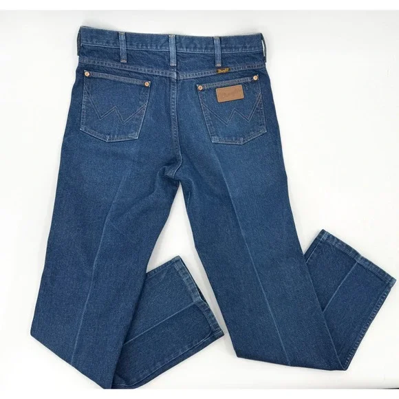 Vintage Wrangler Jeans Mens 34 Blue Denim 936DEN Made in USA Cowboy Cut Slim Fit